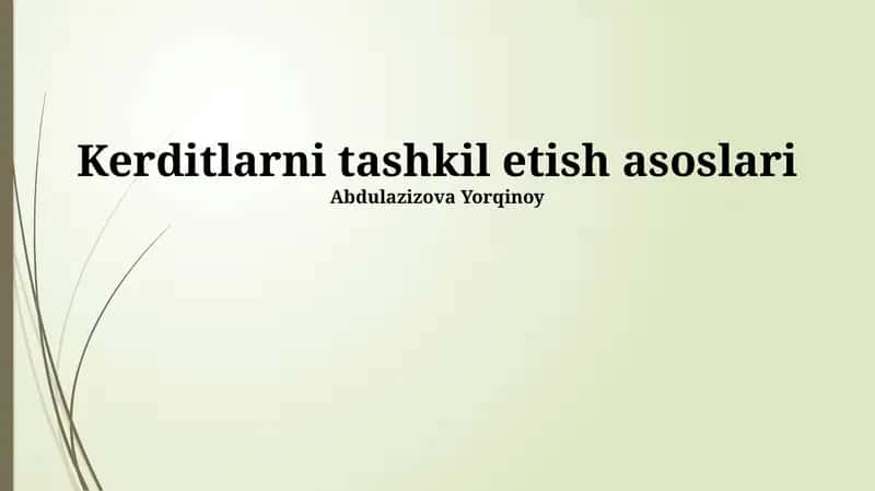 Kreditlarni tashkil etish asoslari 1