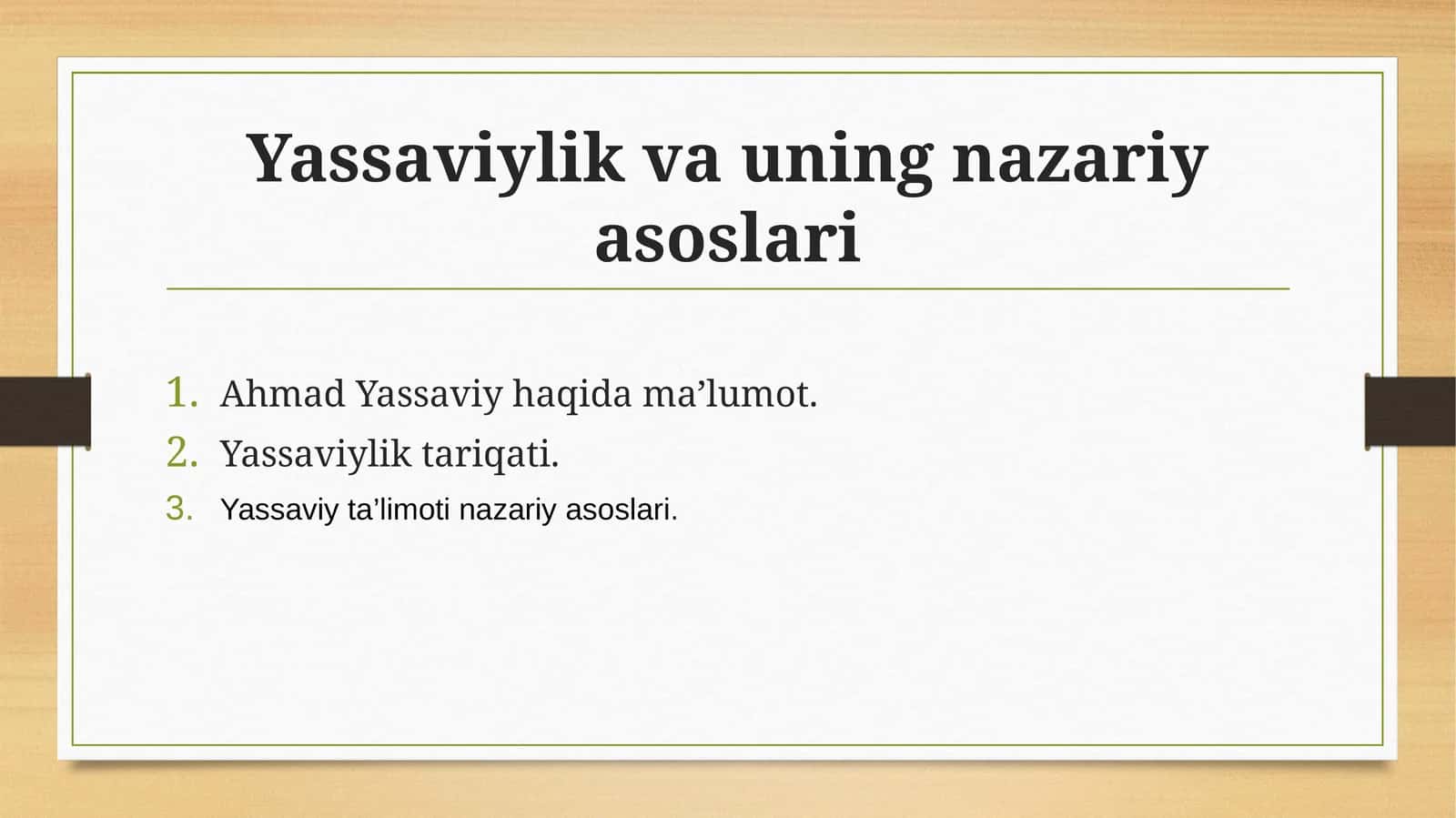Yassaviylik va uning nazariy asoslari 1