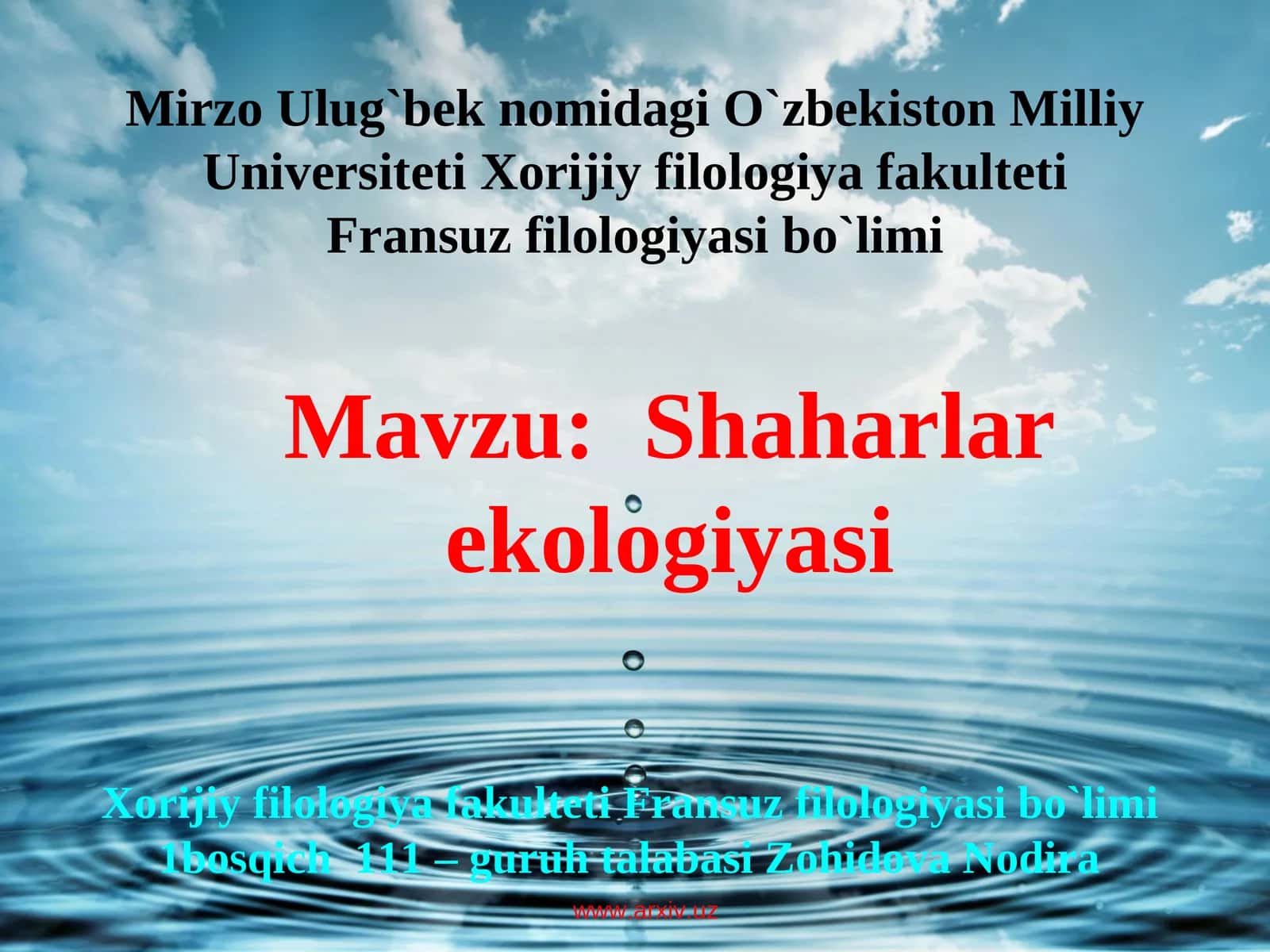 Shaharlar ekologiyasi 1