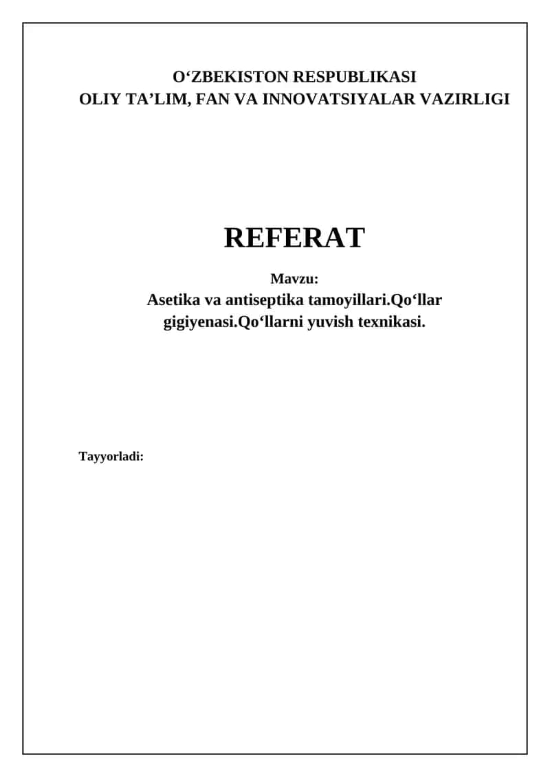 Aseptika va antiseptika tamoyillari 1