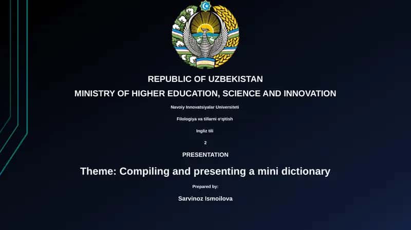 Compiling and presenting a mini dictionary 1