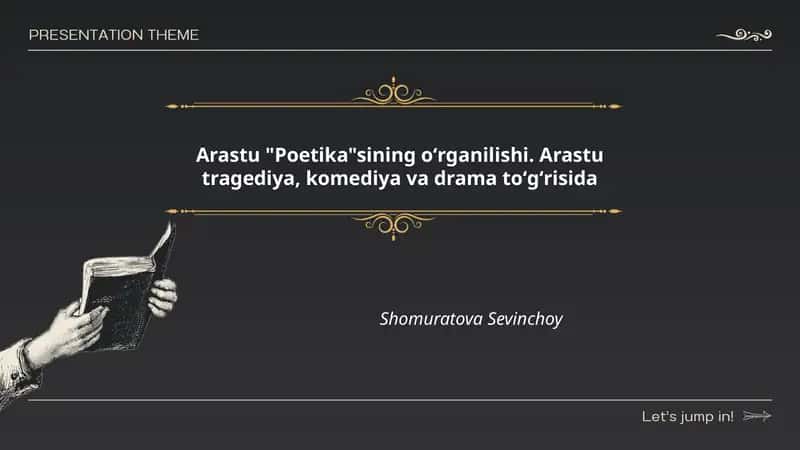 Arastu "Poetika"sining oʻrganilishi 1