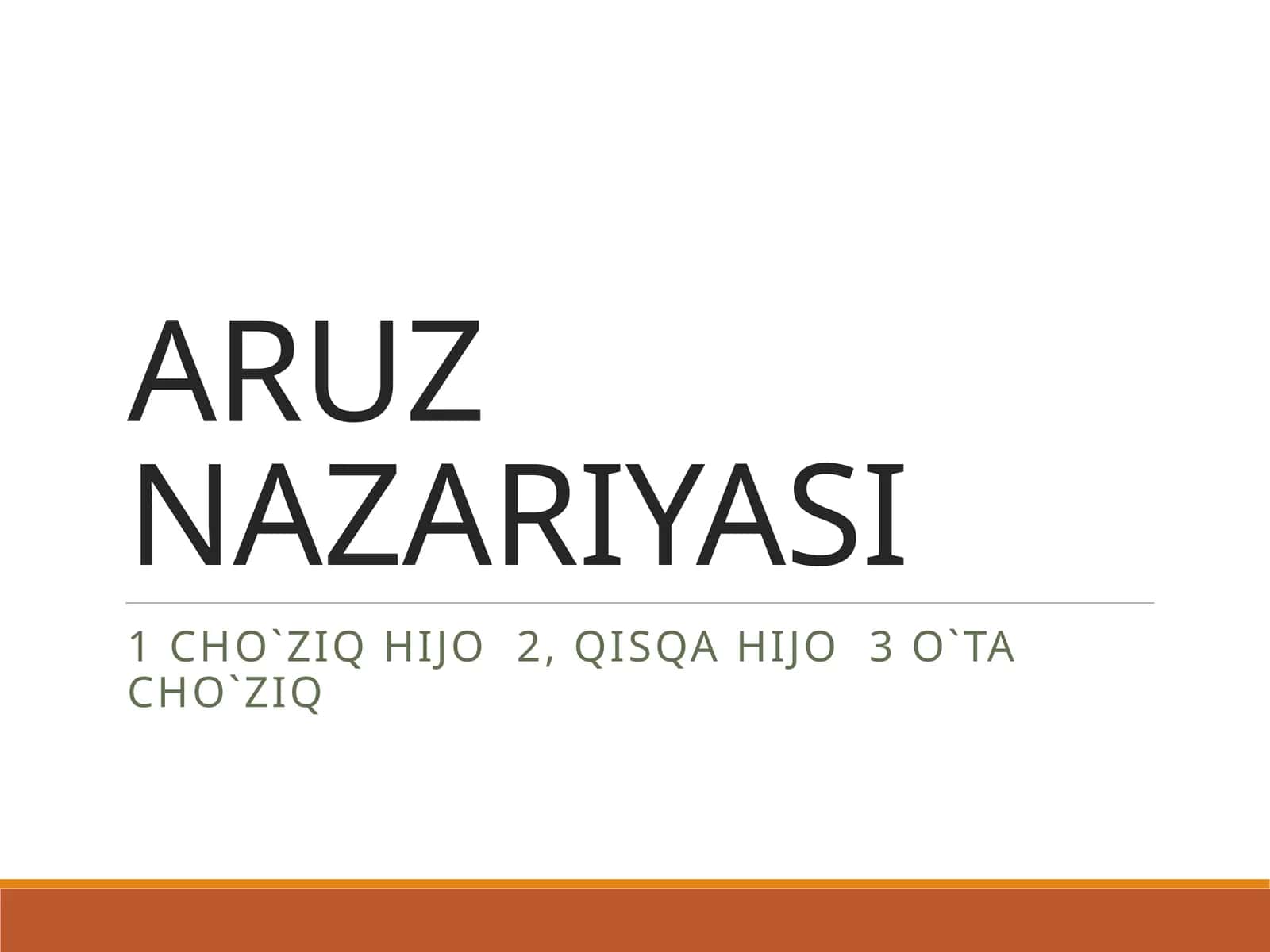 ARUZ NAZARIYASI 1
