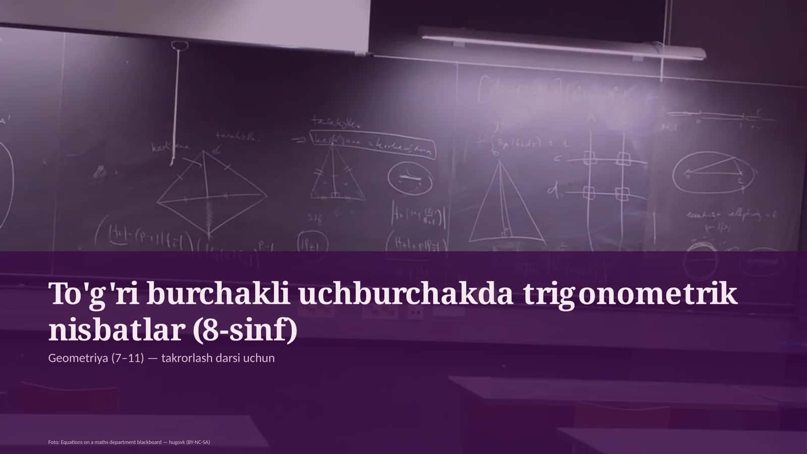 To'g'ri burchakli uchburchakda trigonometrik nisbatlar (8-sinf) 1