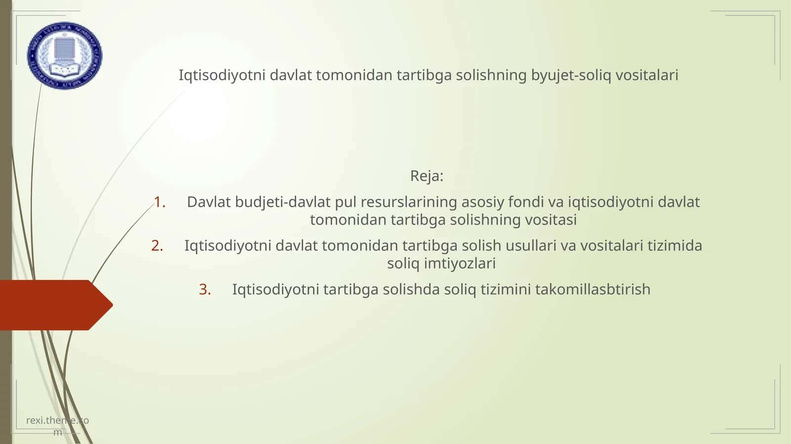 Iqtisodiyotni davlat tomonidan tartibga solishning byujet-soliq vositalari 1