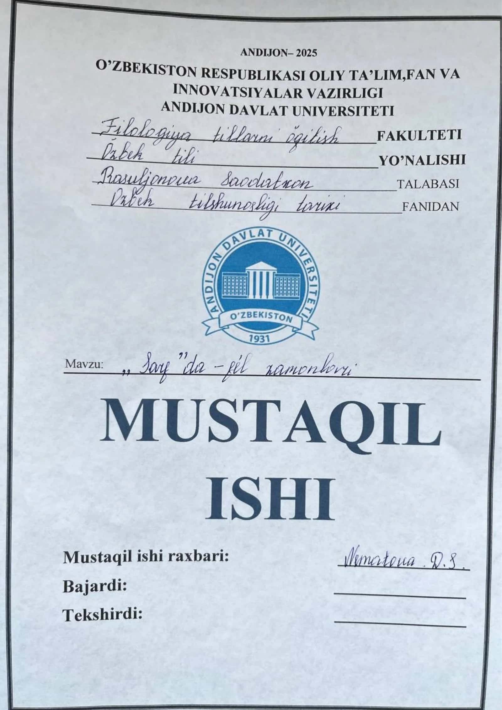 SARFDA FE’L ZAMONLARI 1