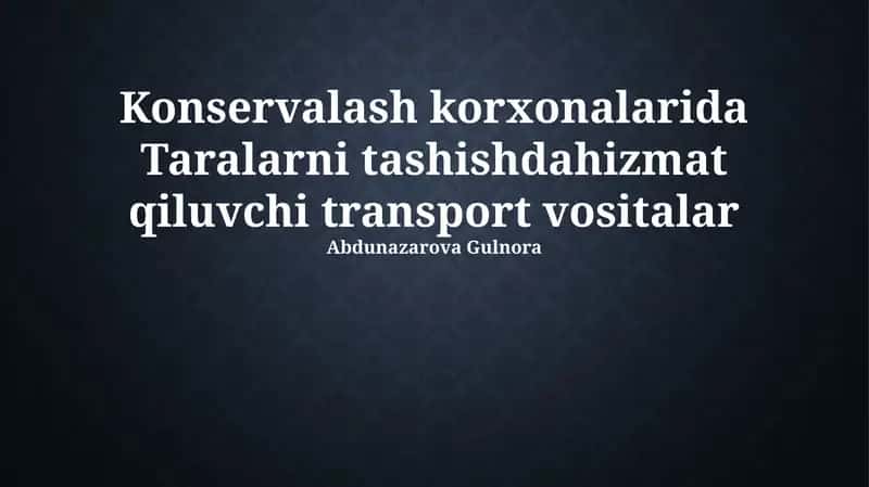 Transport Vositalari 1
