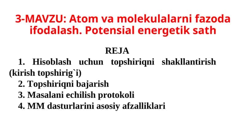 Atomlar va Molekullar ifodalash 1