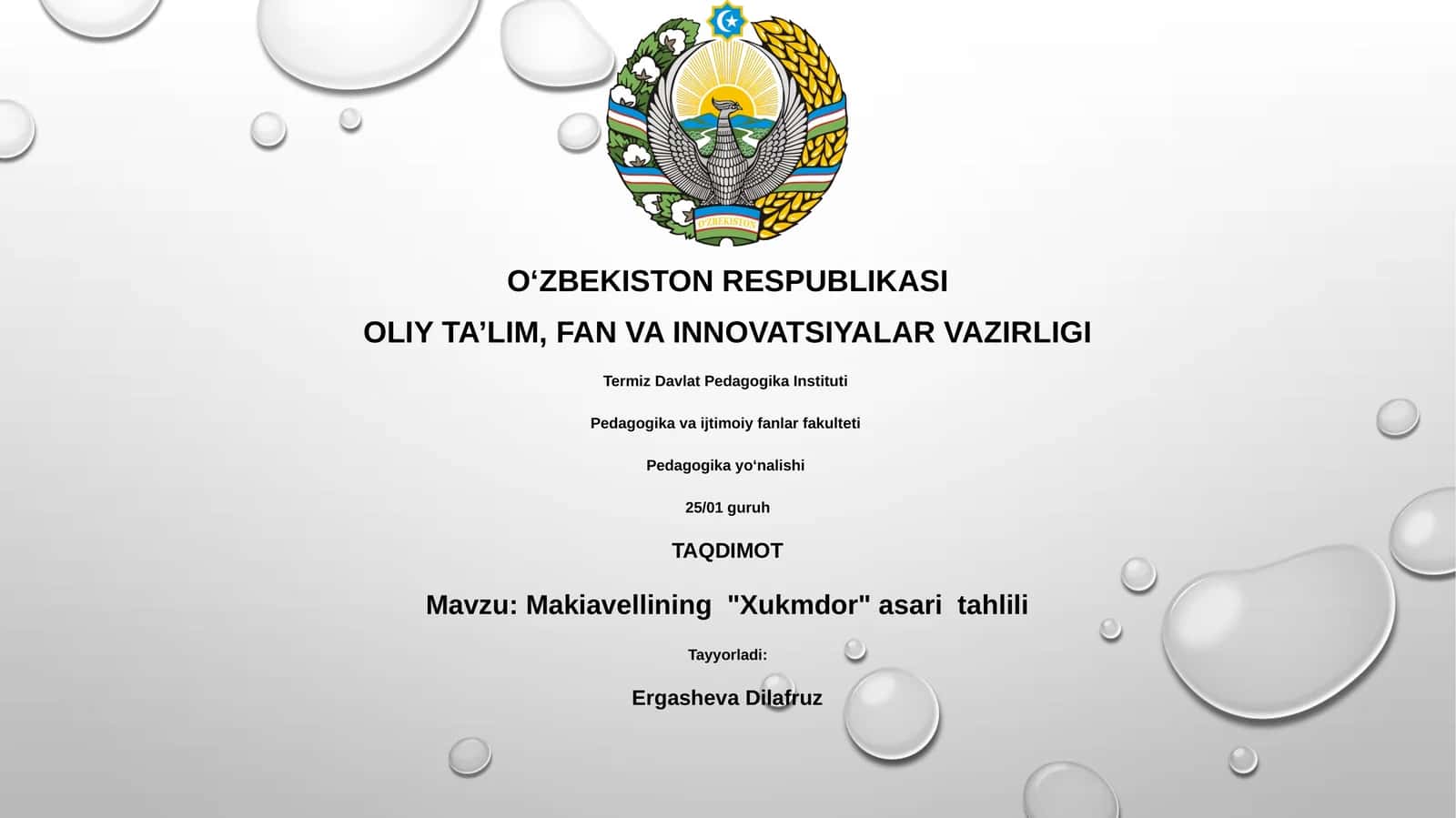 Makiavellining "Xukmdor" asari tahlili 1