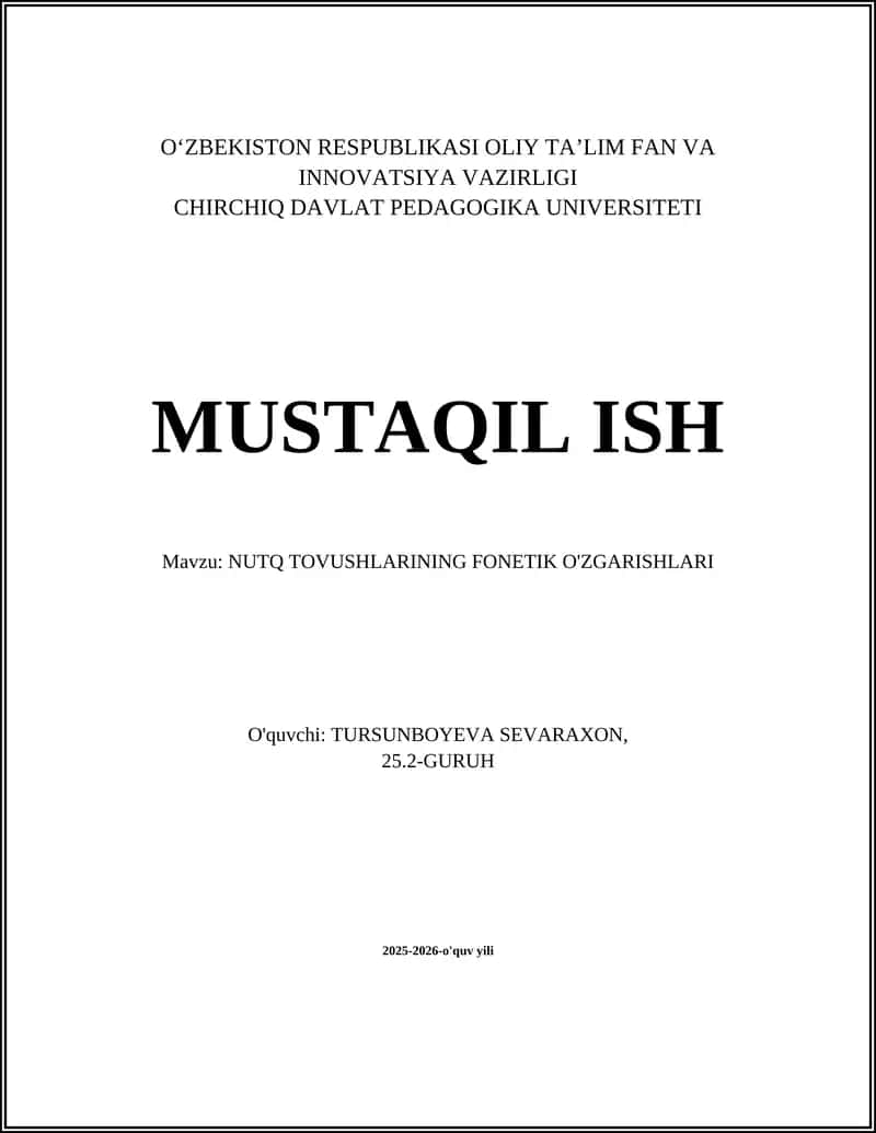 NUTQ TOVUSHLARINING FONETIK O'ZGARISHLARI 1