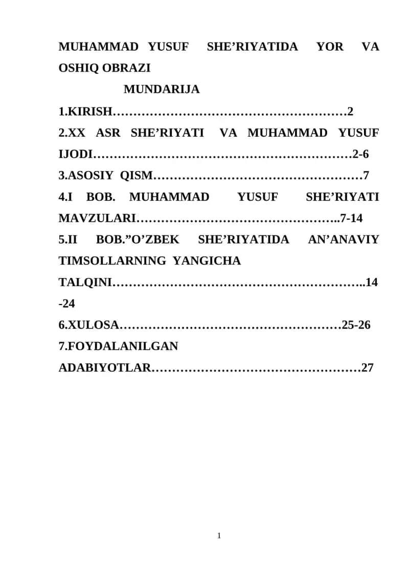 MUHAMMAD YUSUF SHE’RIYATIDA YOR VA OSHIQ OBRAZI 1