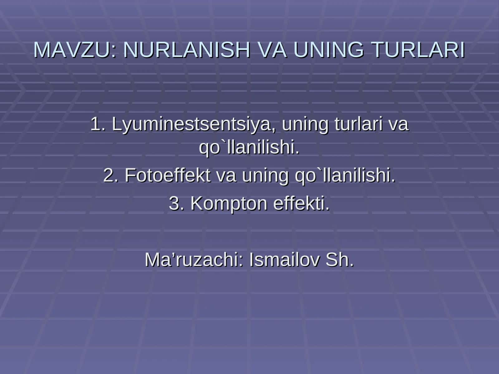 NURLANISHVA UNING TURLARI 1
