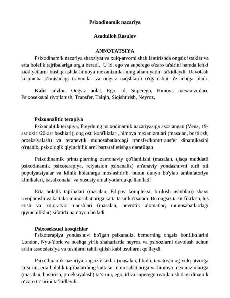 Psixodinamik nazariya
