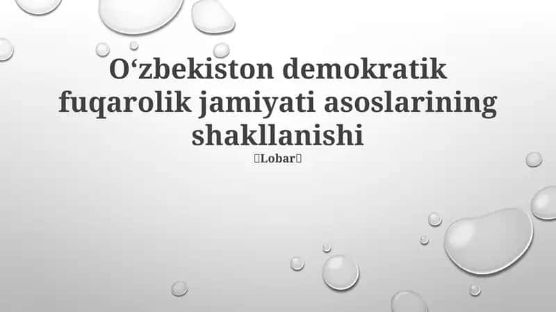O'zbekiston demokratik fuqarolik jamiyati asoslarining shakllanishi 1