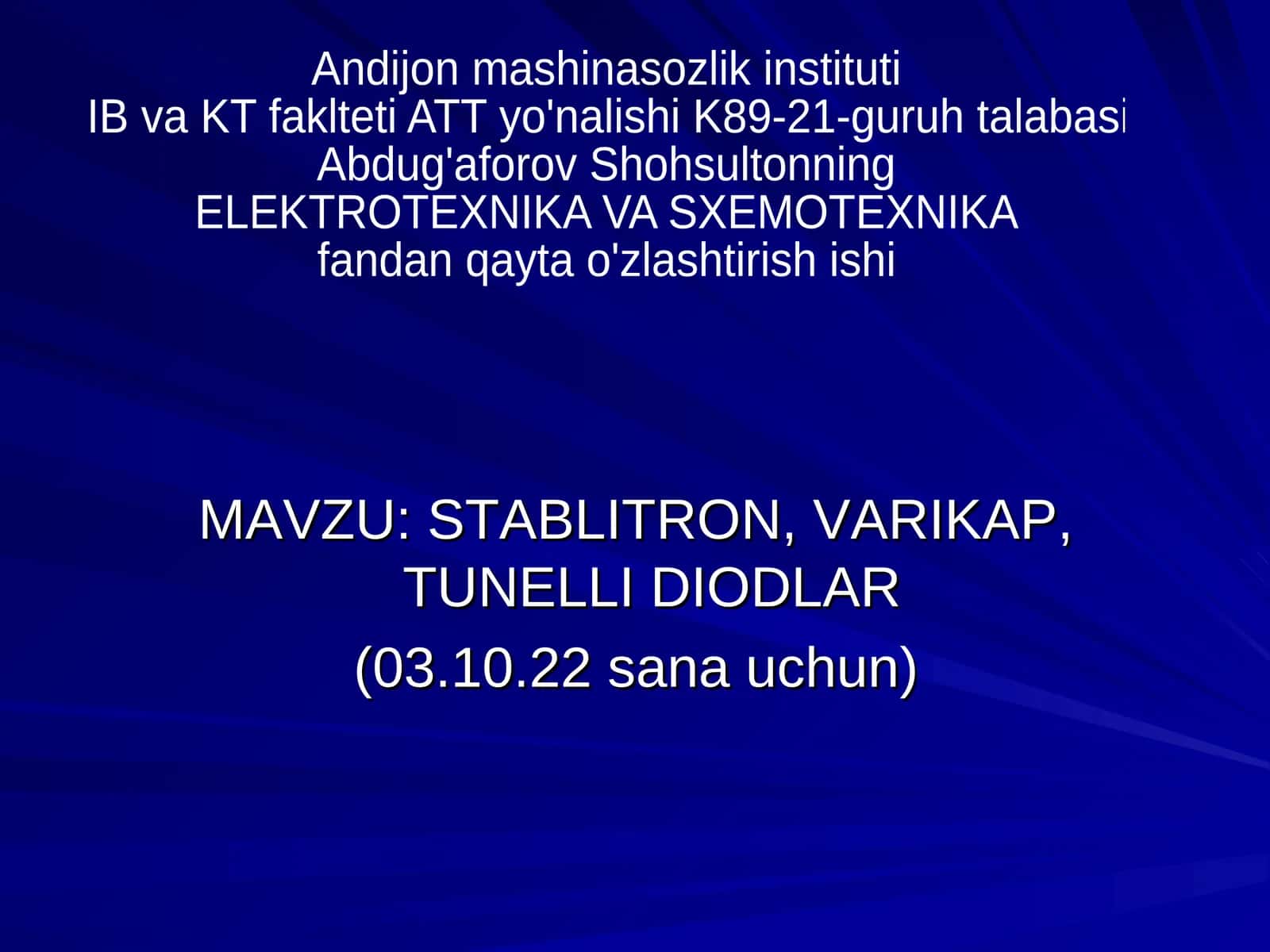 ELEKTROTEXNIKA VA SXEMOTEXNIKA 1