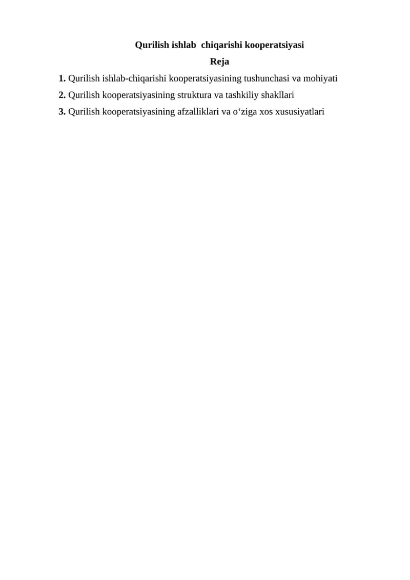 Qurilish ishlab chiqarishi kooperatsiyasi 1