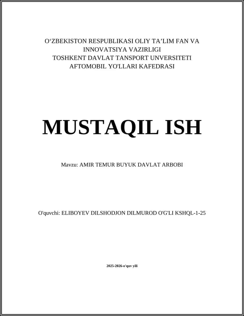 AMIR TEMUR BUYUK DAVLAT ARBOBI 1
