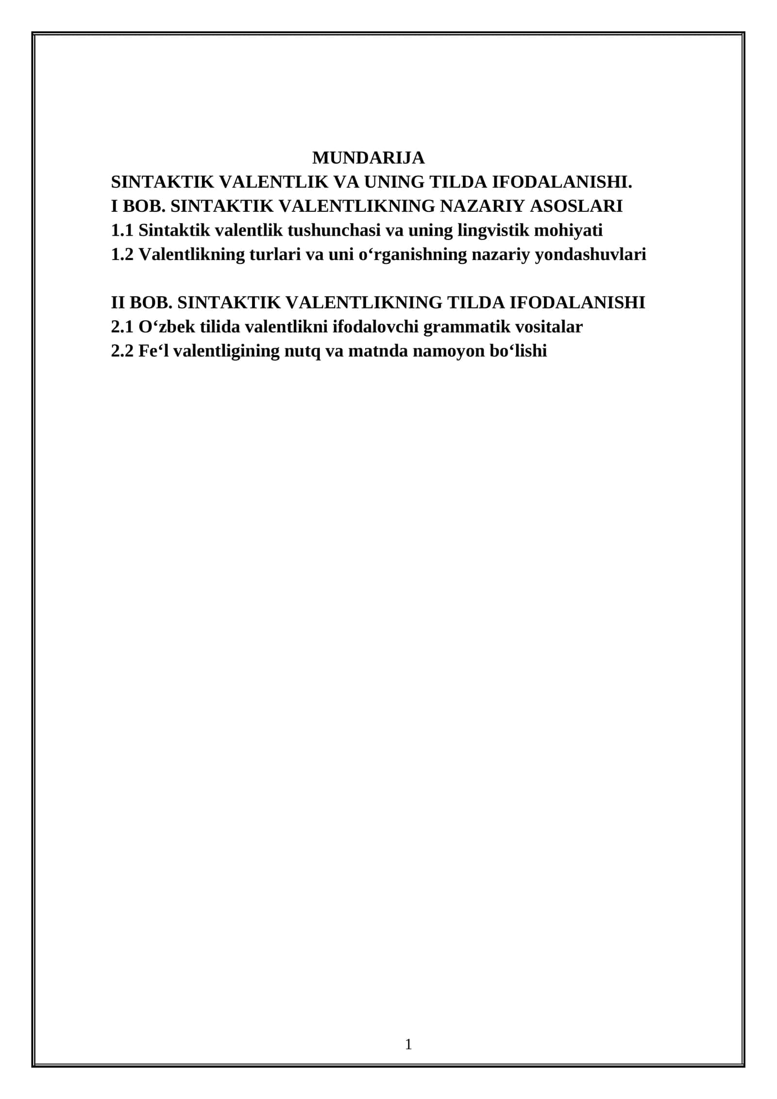 SINTAKTIK VALENTLIK VA UNING TILDA IFODALANISHI 1