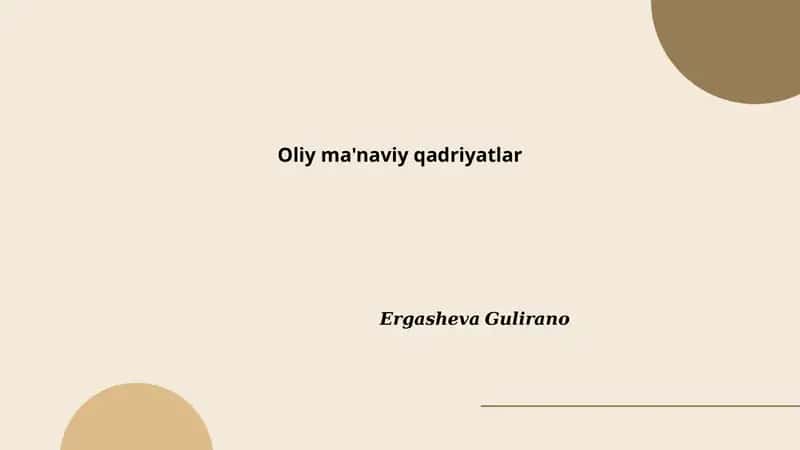 Oliy ma'naviy qadriyatlar 1