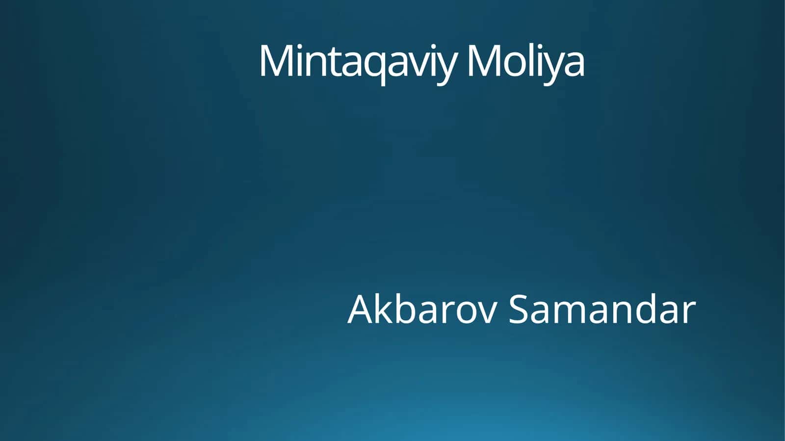 Mintaqaviy Moliya 1