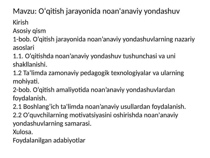 O‘qitish jarayonida noan‘anaviy yondashuv 1