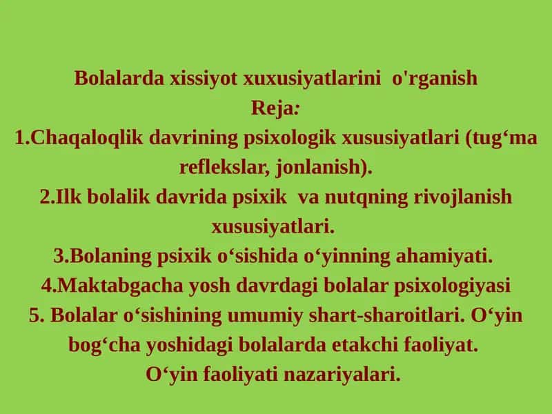 Bolalar psixologiyasi 1