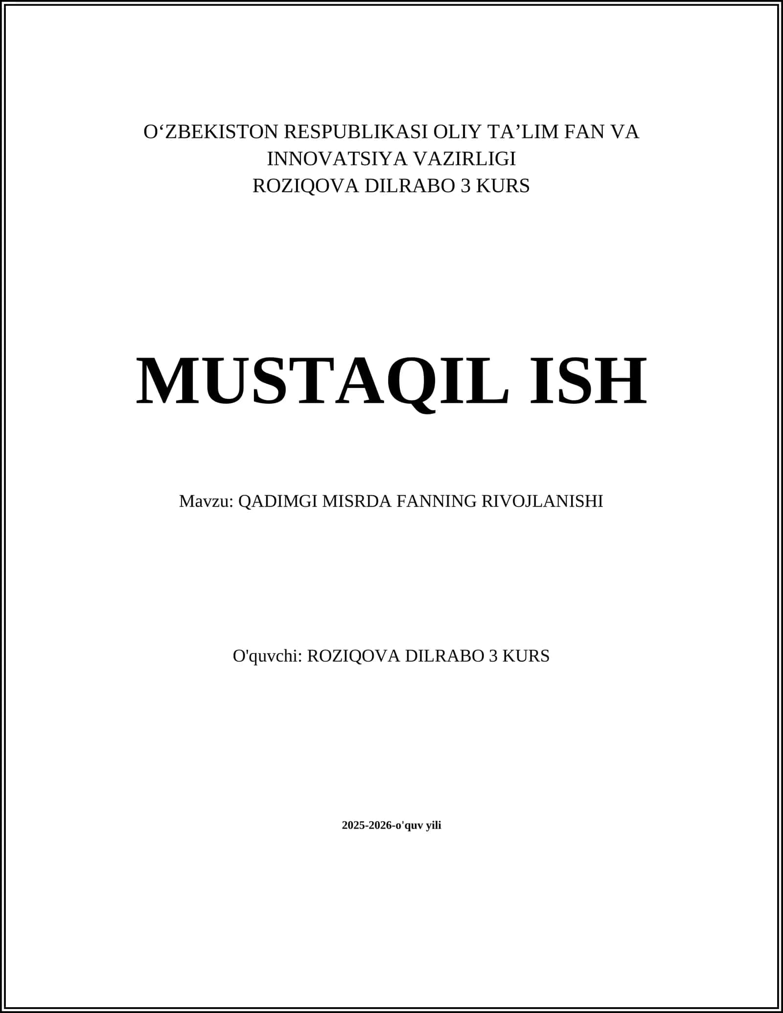 QADIMGI MISRDA FANNING RIVOJLANISHI 1