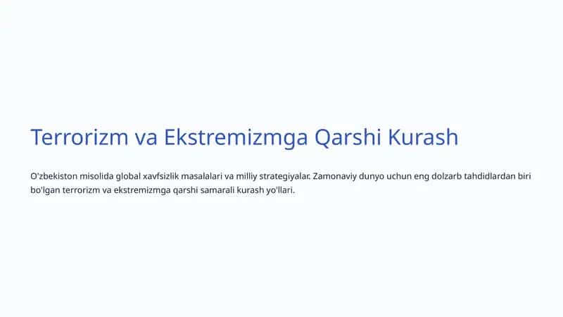 Terrorizm va Ekstremizmga Qarshi Kurash 1
