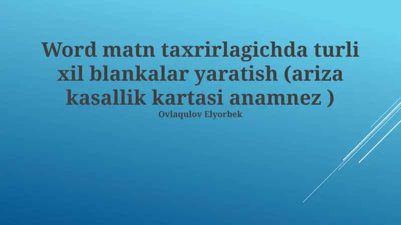Tibbiy yozuv shaklini yaratish 1