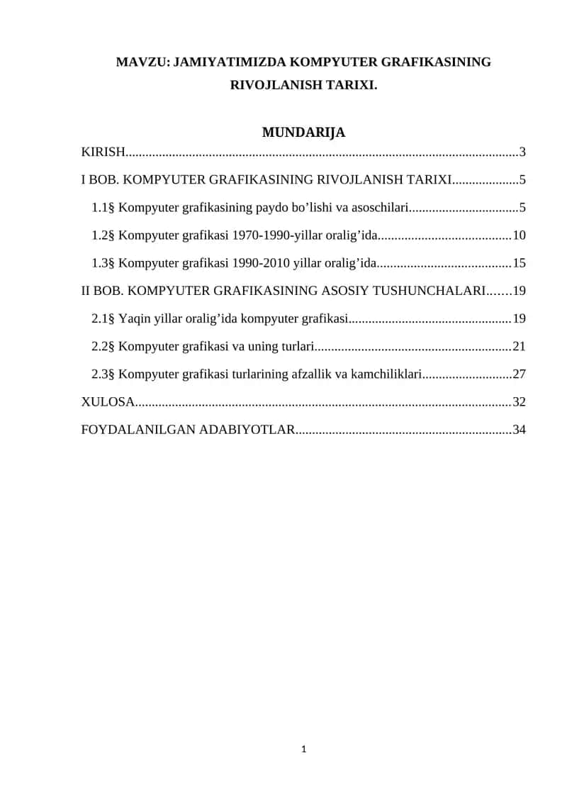 JAMIYATIMIZDA KOMPYUTER GRAFIKASINING RIVOJLANISH TARIXI 1
