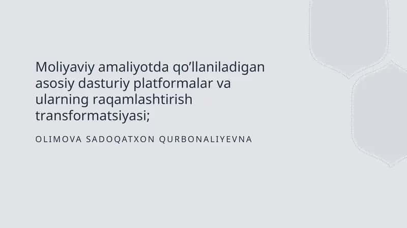 Moliyaviy dasturlar va ularning roli 1