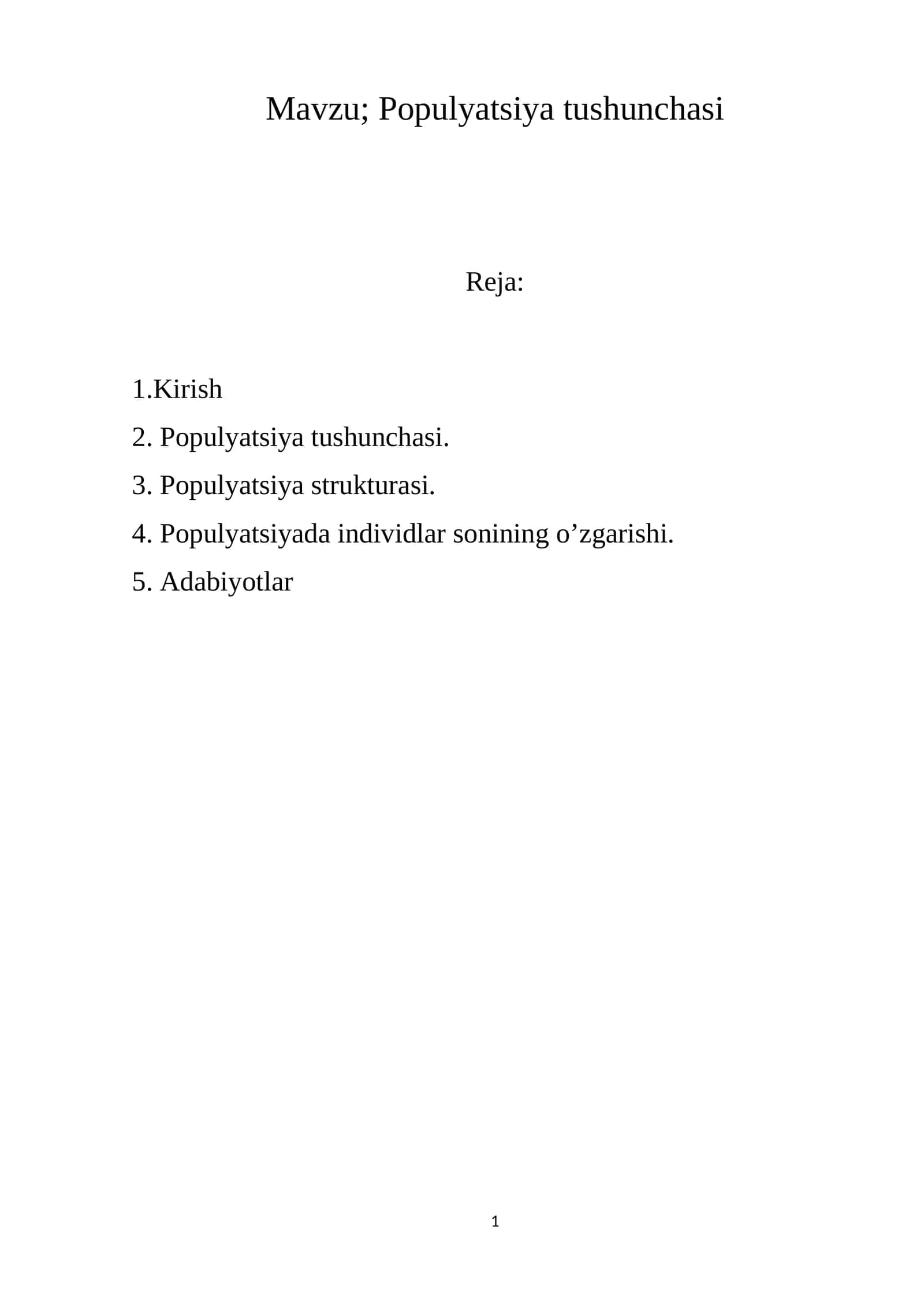 Populyatsiya tushunchasi 1