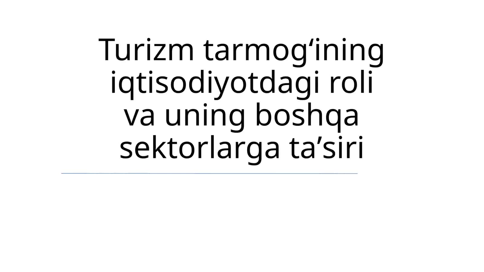 Turizmning iqtisodiyoti 1