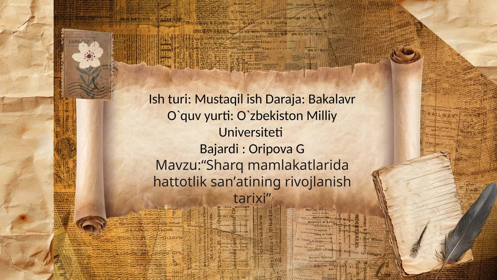 “Sharq mamlakatlarida hattotlik sanʼatining rivojlanish tarixi” 1