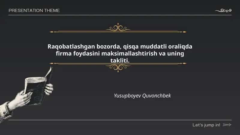 Marjinal daromad va marjinal xarajat tenglama 1