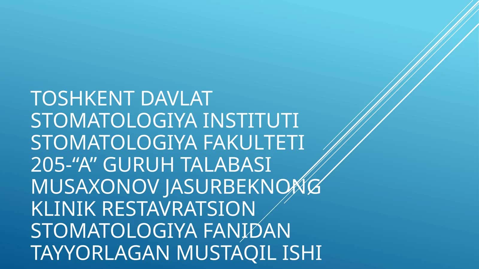 NOKARIYES KASALLIKLARNI ZAMONAVIY DAVOLASH USULLARI. 1