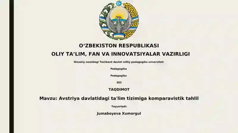 Avstriya ta'lim tizimiga komparativistik tahlil