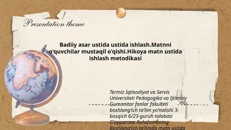 Matn ustida ishlash metodikasi 1