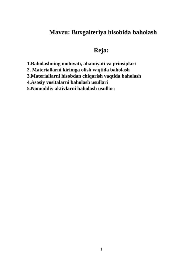 Buxgalteriya hisobida baholash 1