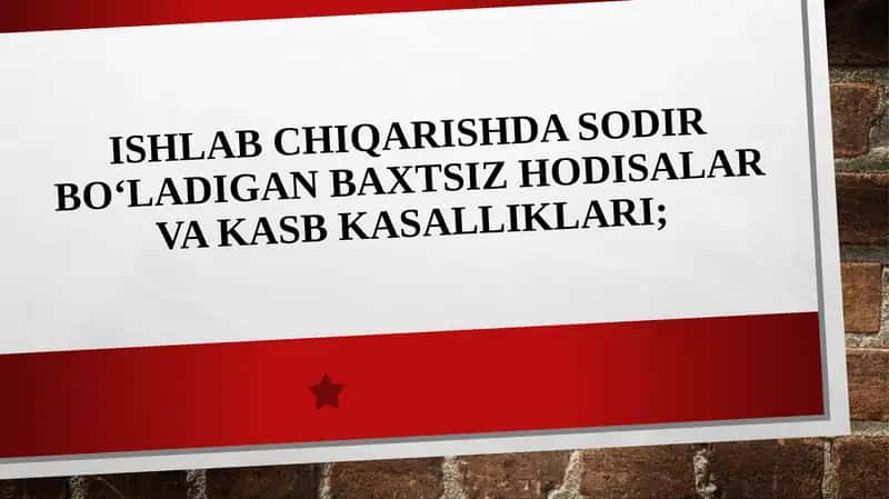 Ishlab chiqarishdagi baxtsiz hodisa 1