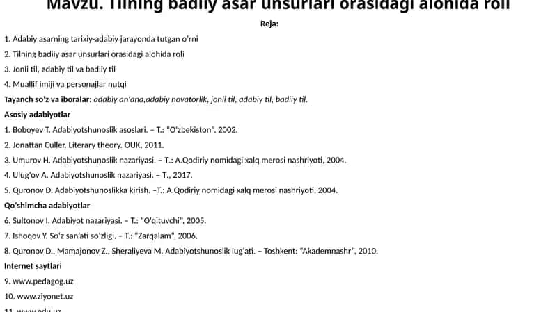 Tilning badiiy asar unsurlari 1