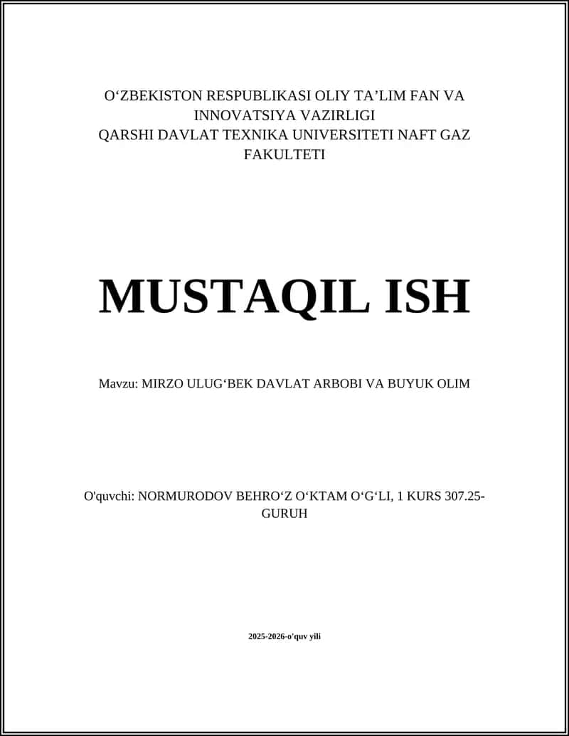MIRZO ULUGʻBEK DAVLAT ARBOBI VA BUYUK OLIM 1