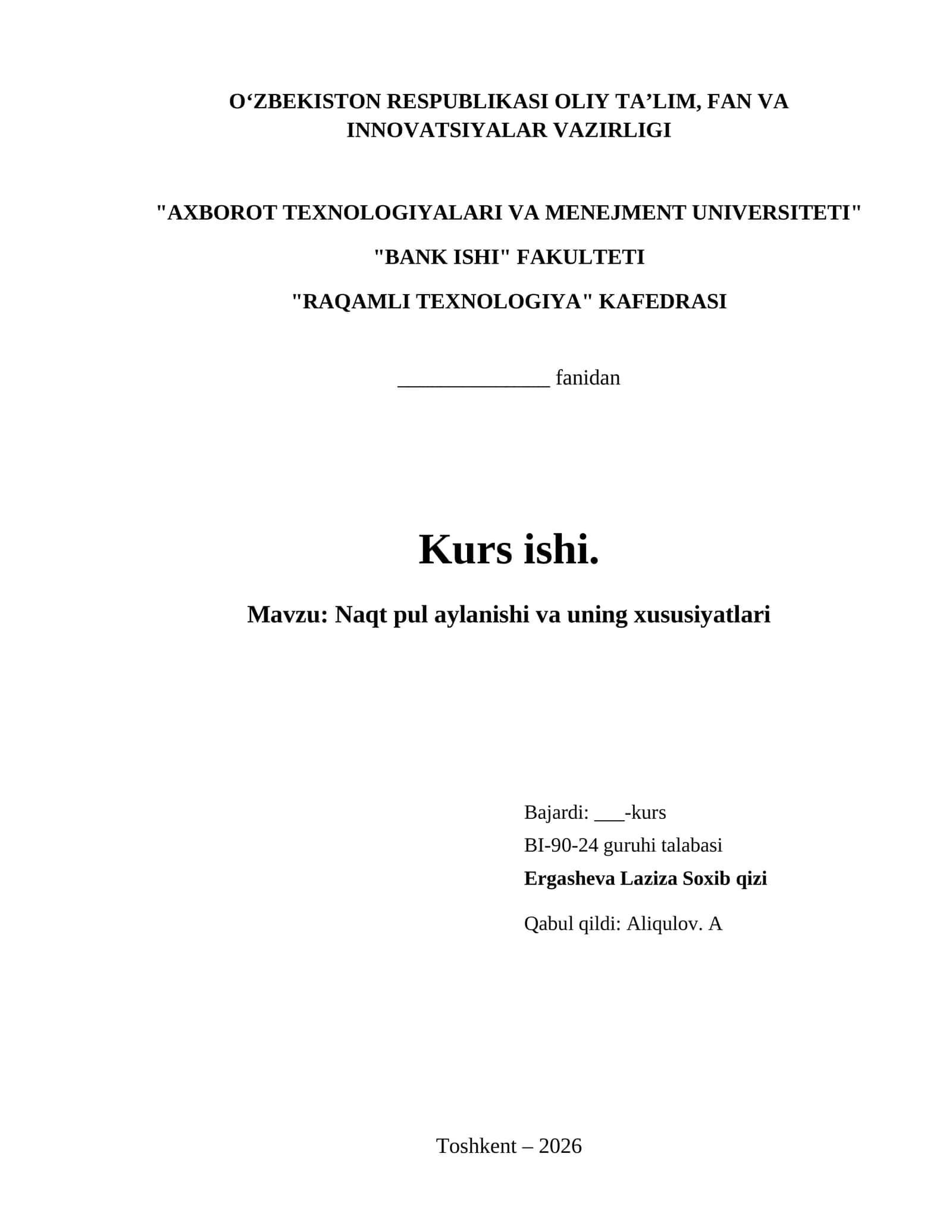 Naqt pul aylanishi va uning xususiyatlari 1