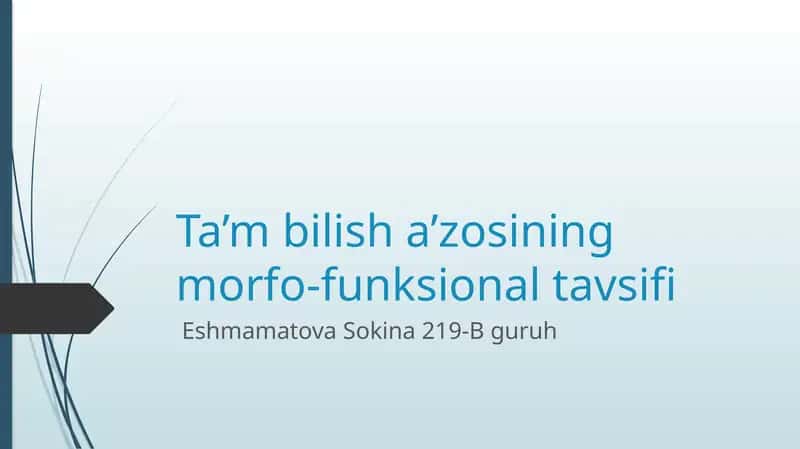 taʼm bilish aʼzosining morfofunksional tavsifi 1