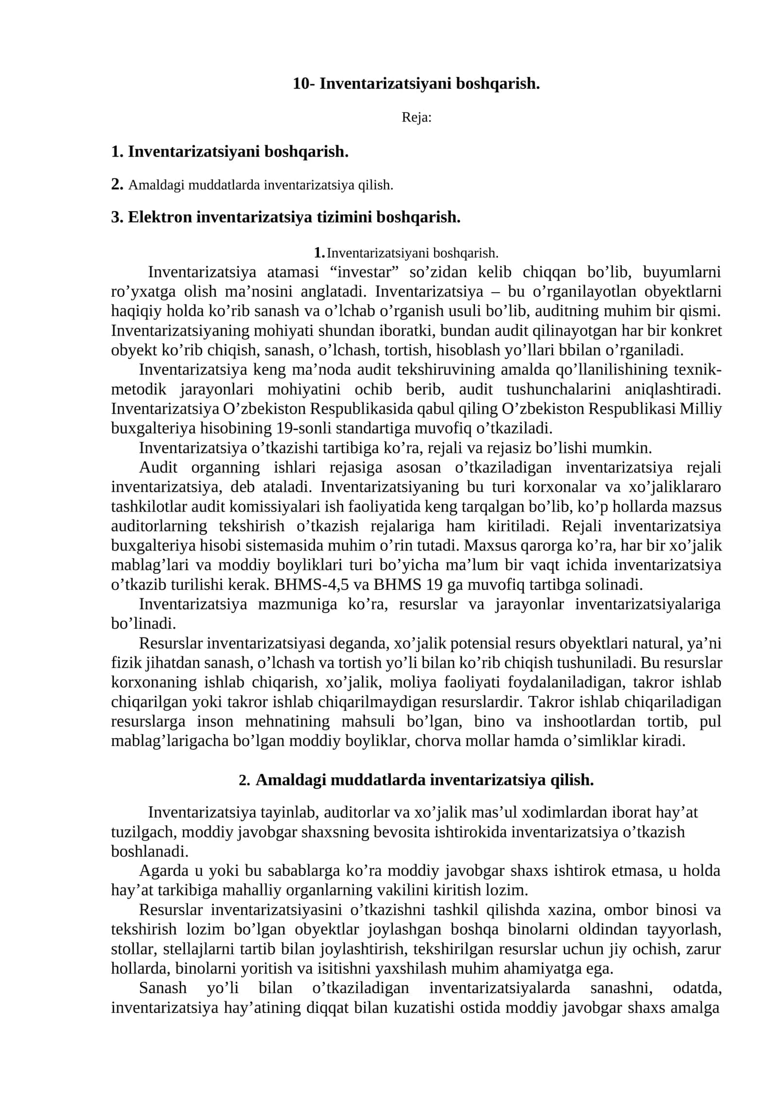 Inventarizatsiyani boshqarish 1