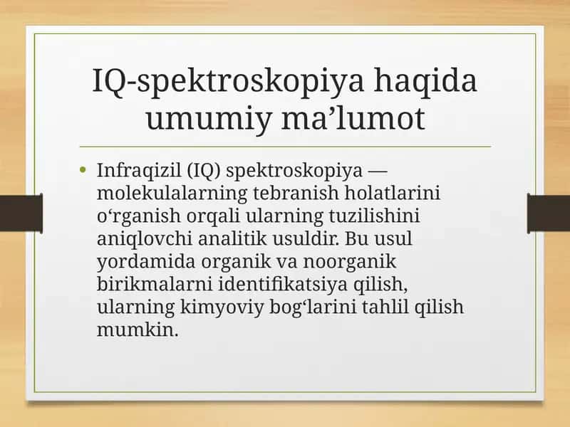 IQ-spektroskopiya haqida umumiy ma’lumot 1