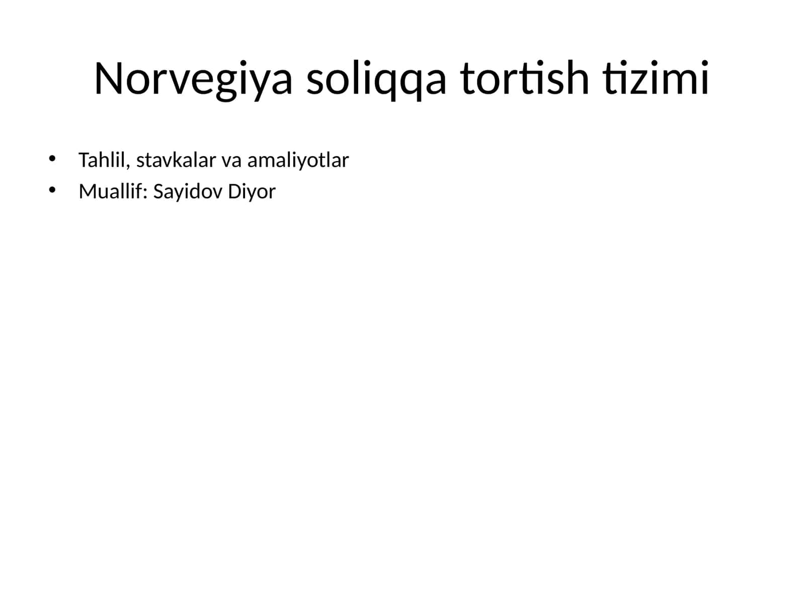 Norvegiya soliqqa tortish tizimi 1