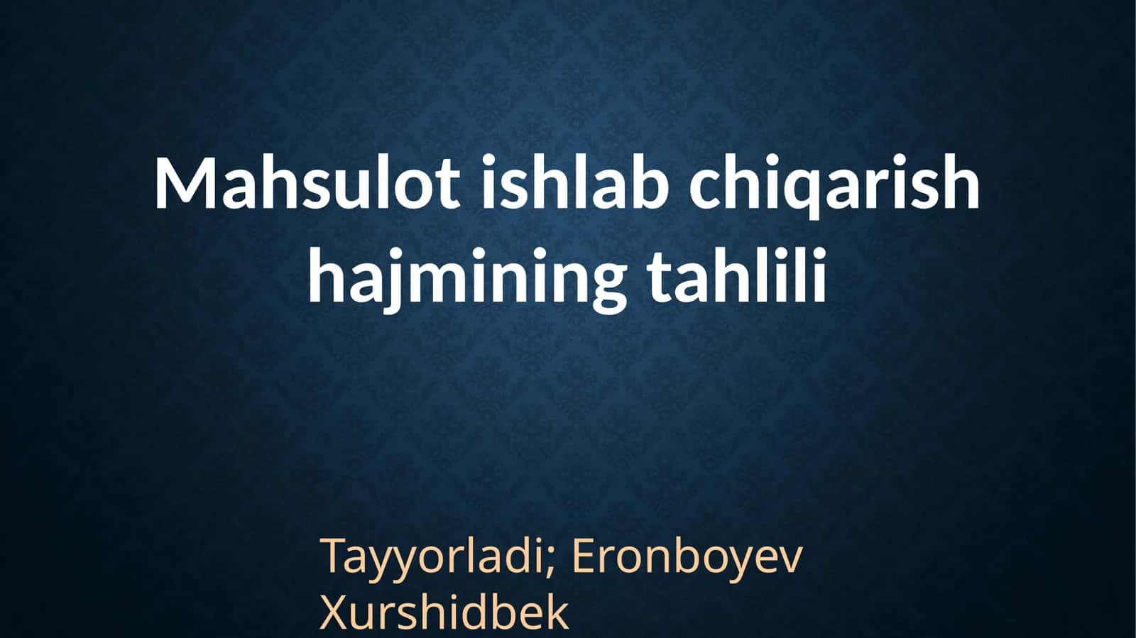 Mahsulot ishlab chiqarish hajmini tahlili 1