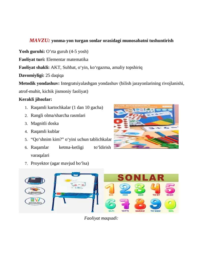 Yonma-yon turgan sonlar orasidagi munosabatni tushuntirish 1