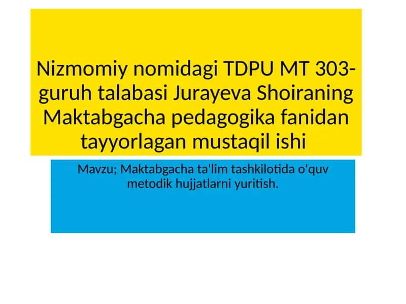 Maktabgacha pedagogika metodlari 1
